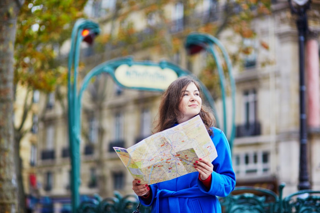 woman with a map